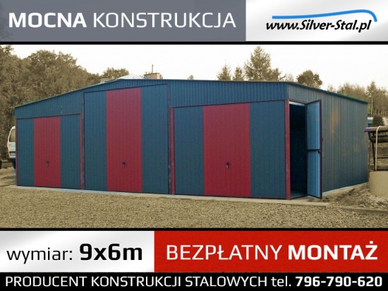 Garaż blaszany magazyn 9x6 bramy uchylne blacha kolor garaże hale