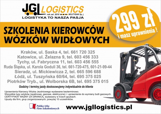 KURS WÓZEK WIDŁOWY KRAKÓW 299 zł