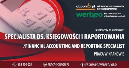 Specjalista ds. Księgowości i Raportowania osoba z orzeczeniem 